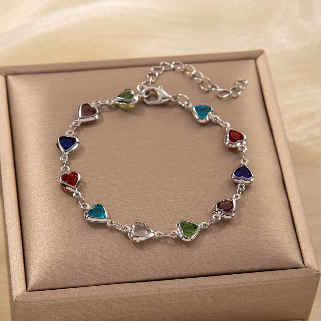 Colorful Heart Zircon Bracelet For Women