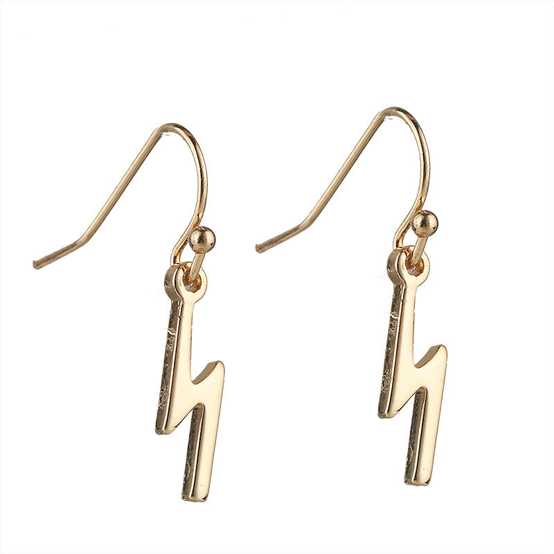 Classic Ball-Hook Geometric Lightning Heart Earrings