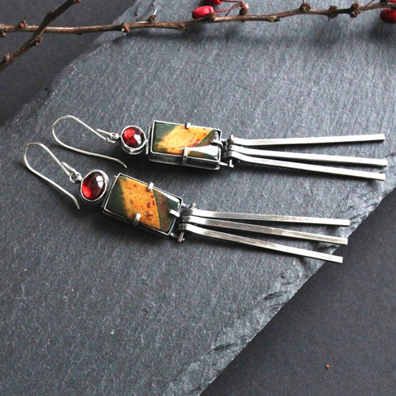 Geometric Enamel Long-rod Earrings European And American Style