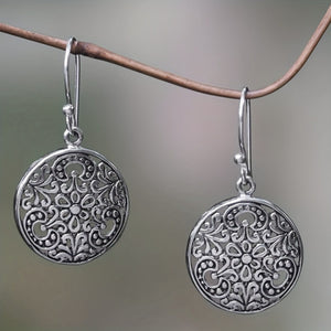 Hollow Floral Pattern Round Hanging Earrings For Women
